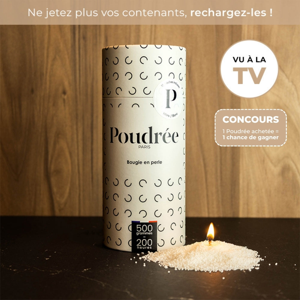 Unparfümierte Poudrée-Kerze – Weiß